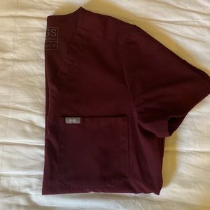 Figs Maroon Catarina One Pocket Scrub Top - Small